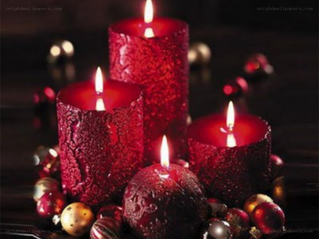 red candles and ornaments