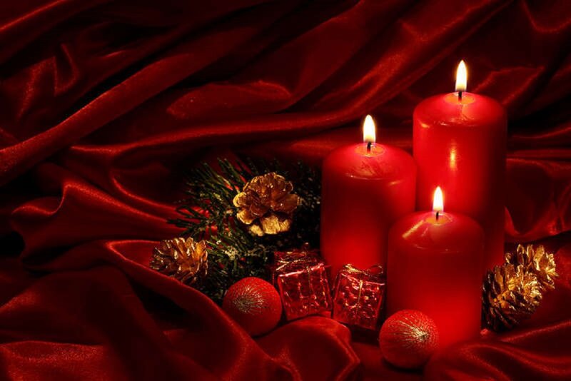 Red Candles and Pinecones