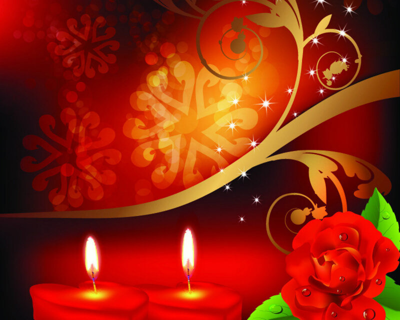Red Candles and Rose — Romantic, Night