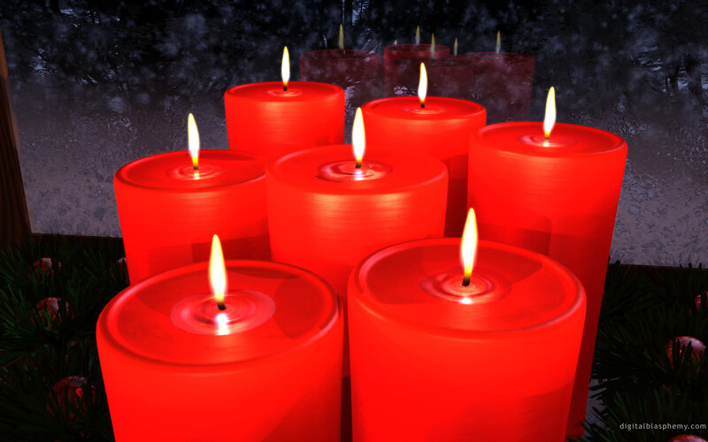 Red candles in winter