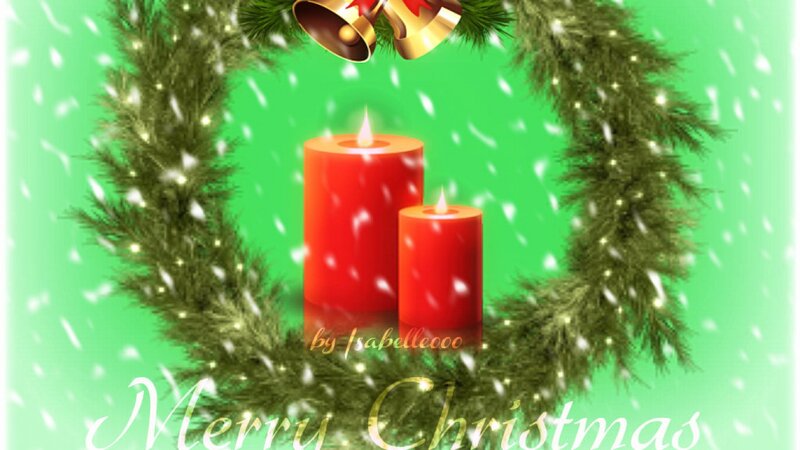 Red Candles in Wreath — Green