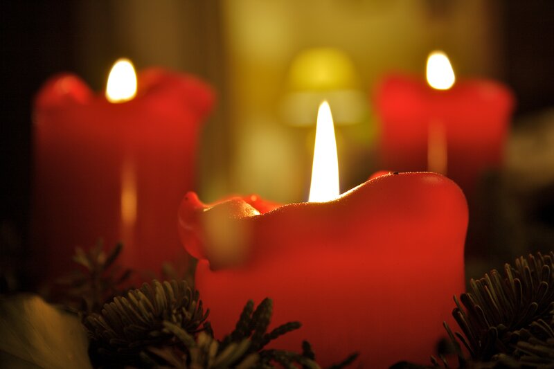 Red Candles in Wreath