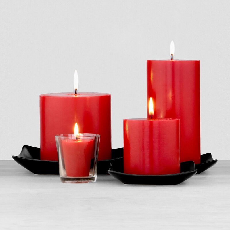 Red Candles on Black Trays