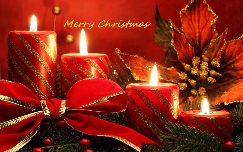 Red Candles with Bow — Festive