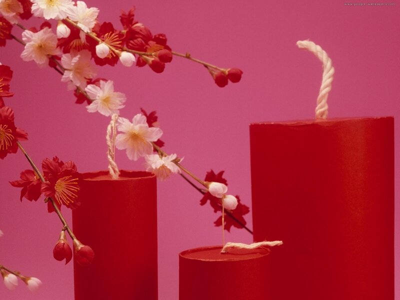 Red Candles with Flowers — Festive, Photograph
