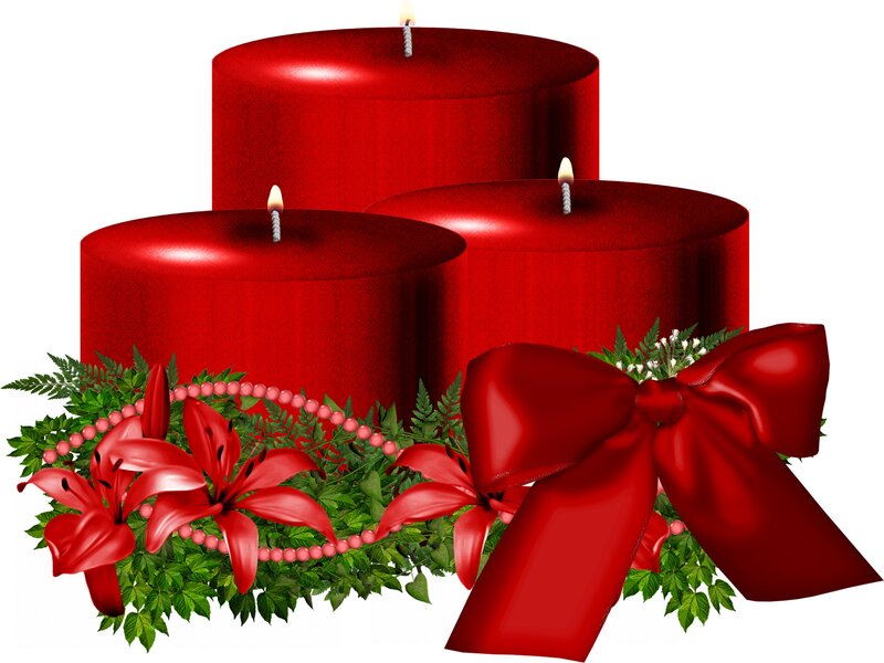Red Candles with Flowers