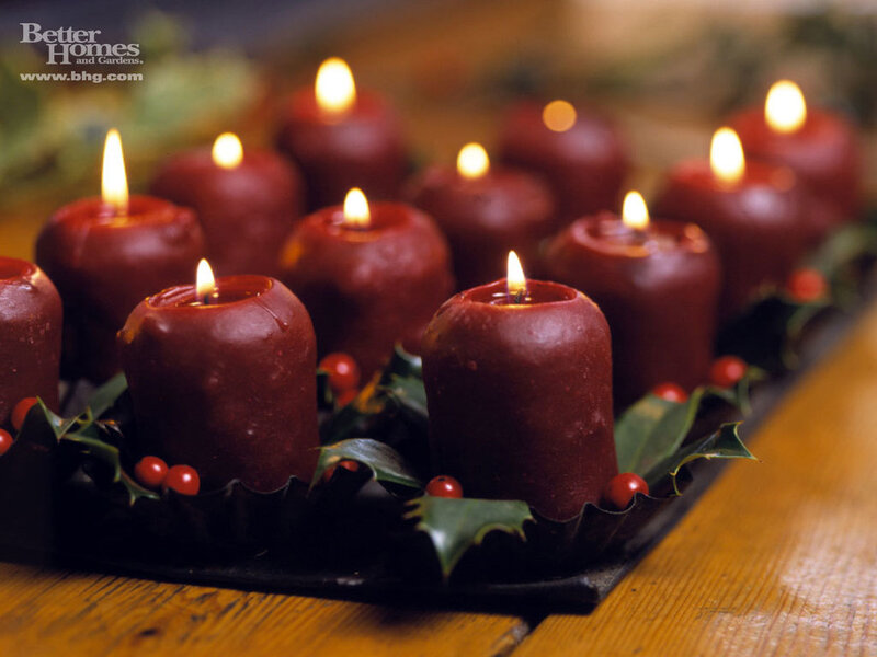Red Candles with Holly — Cozy