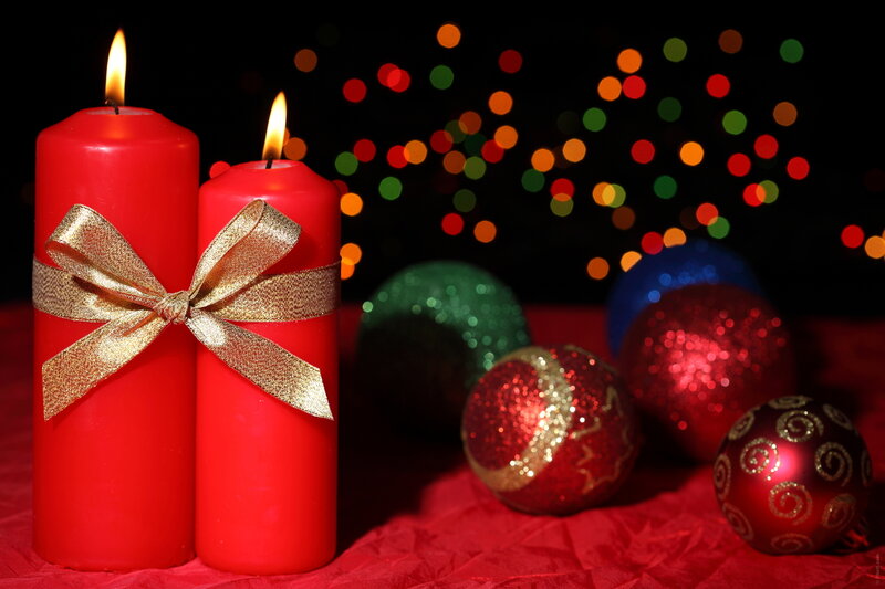Red Candles with Ornaments — Festive