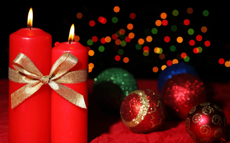 Red Candles with Ornaments