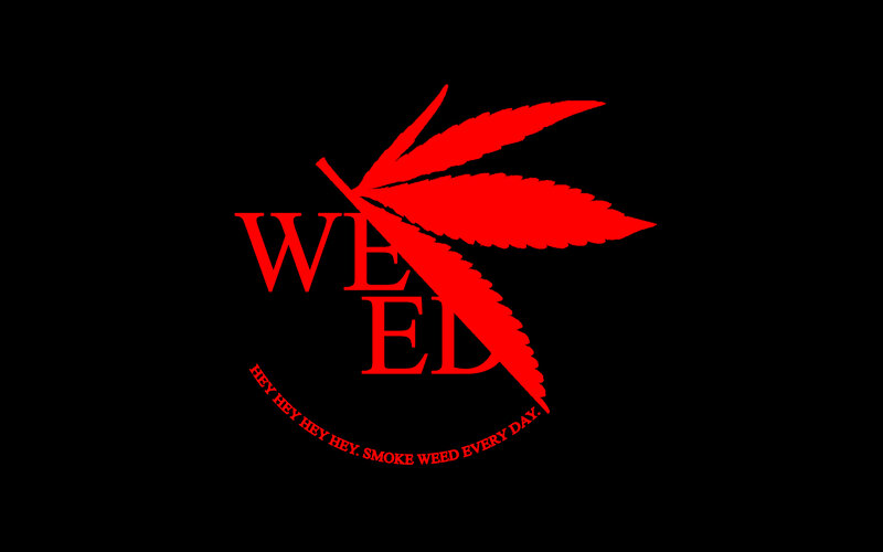 Red cannabis leaf logo
