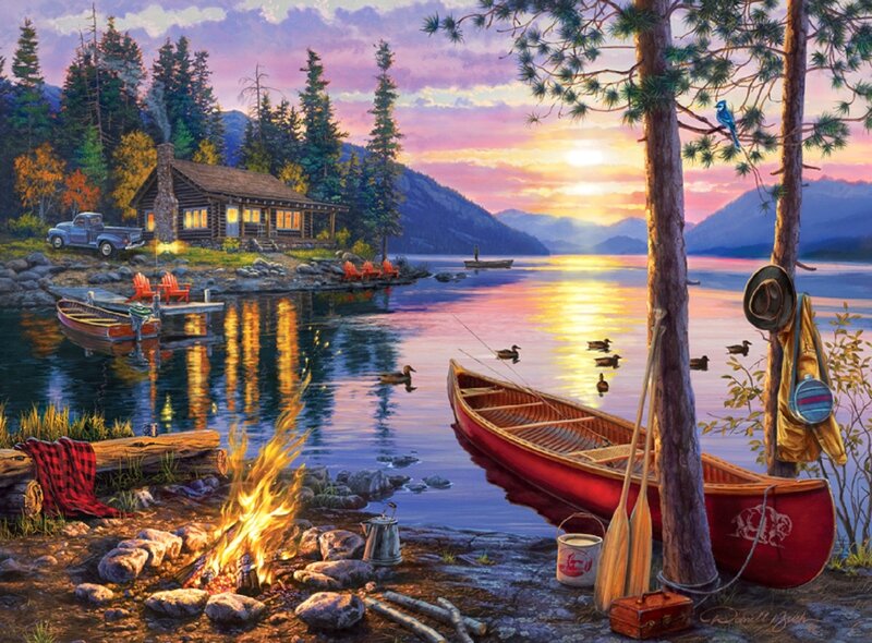 Red Canoe at Lakeside