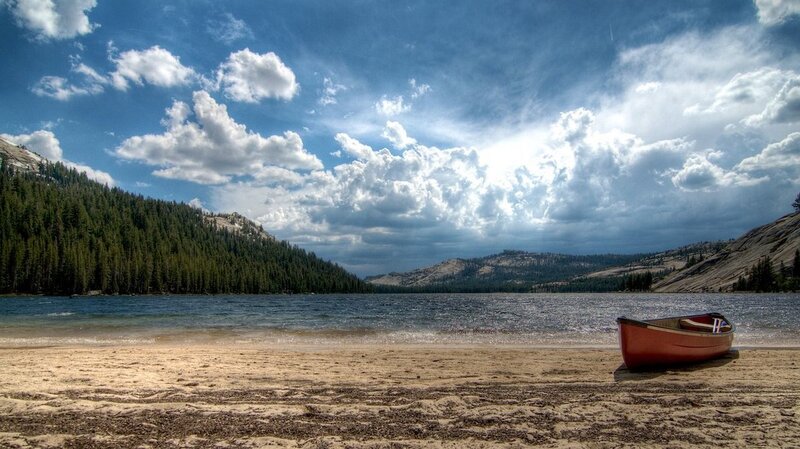Red Canoe on Beach