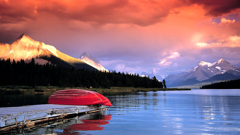 Red Canoe on Dock
