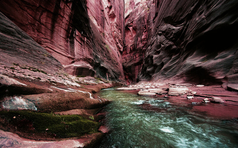 Red canyon with flowing river