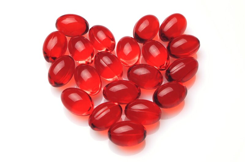 Red capsules in heart shape