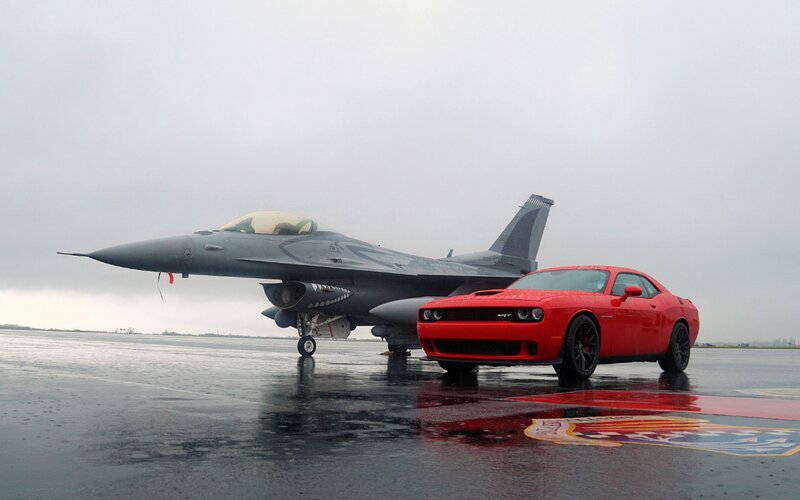 Red Car and Jet Fighter