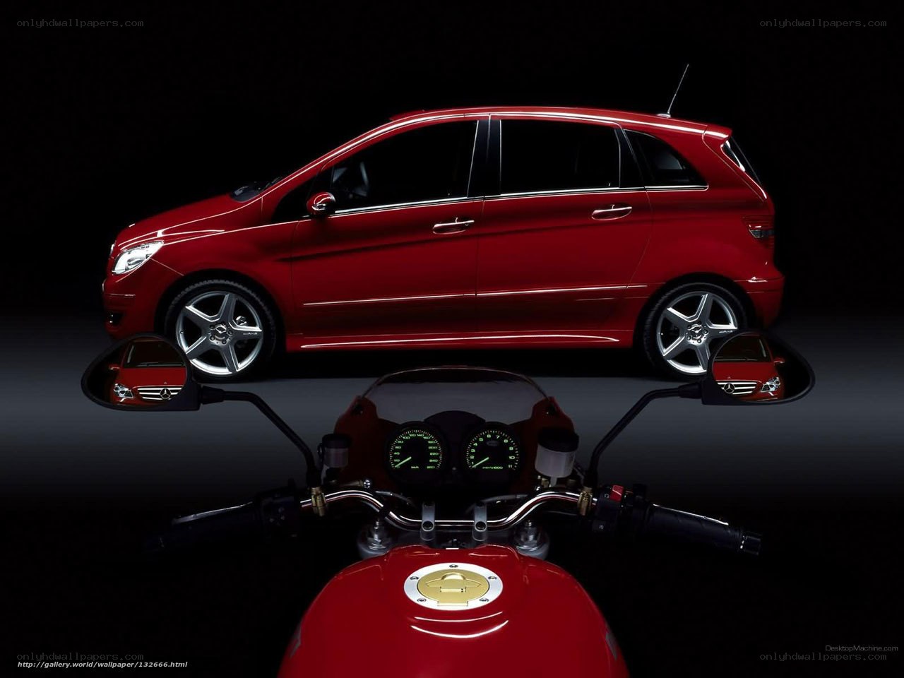 Red car and motorcycle dashboard