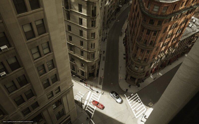 Red Car at Intersection — Gray, Dramatic