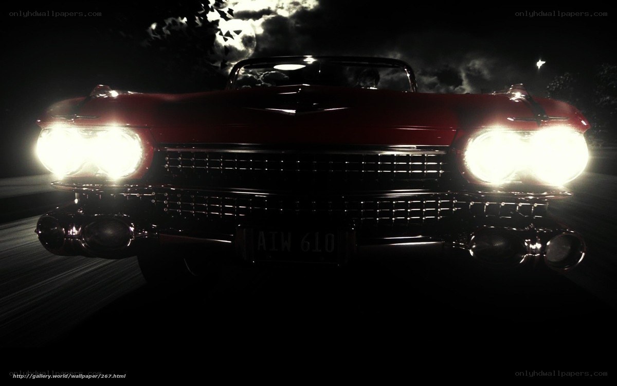 Red car at night