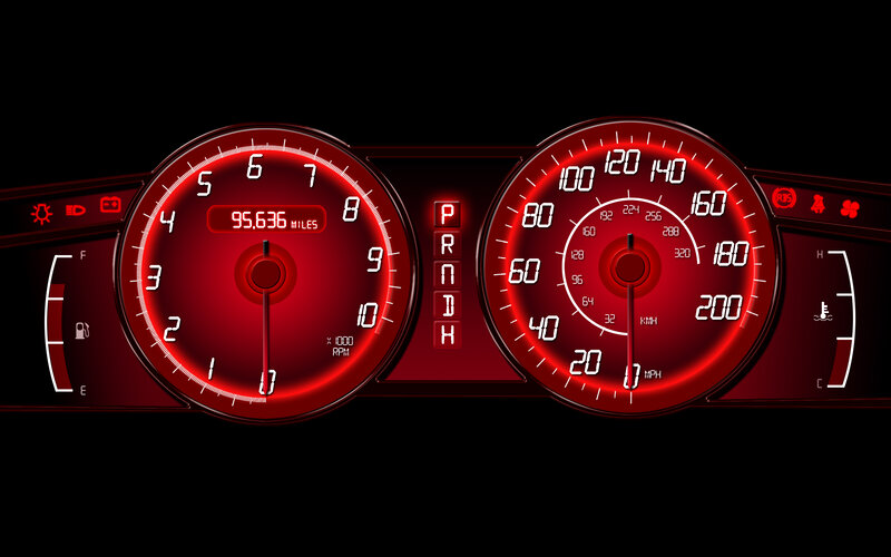 red car dashboard display