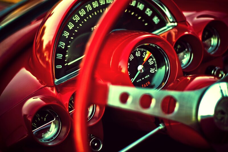 Red Car Dashboard — Dramatic
