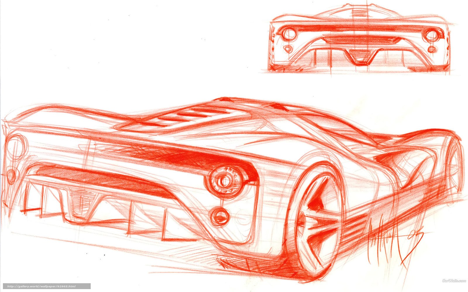 red car design sketch