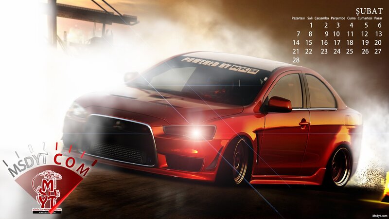 Red car drift wallpaper