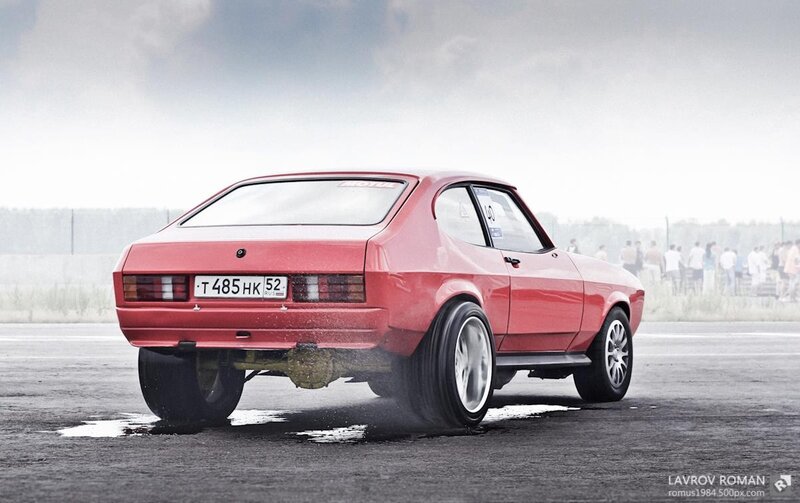 Red Car Drifting — Dynamic, Photograph