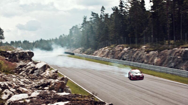 Red Car Drifting — Gray