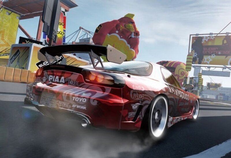red car drifting on track