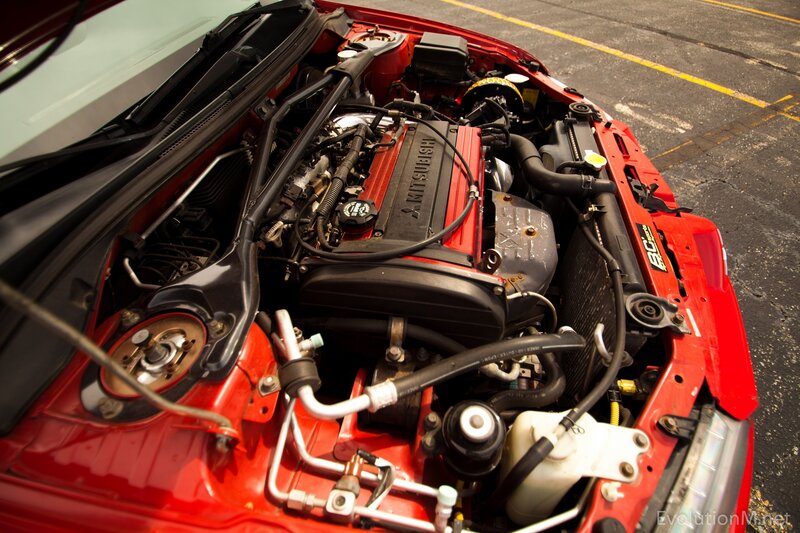 Red car engine bay