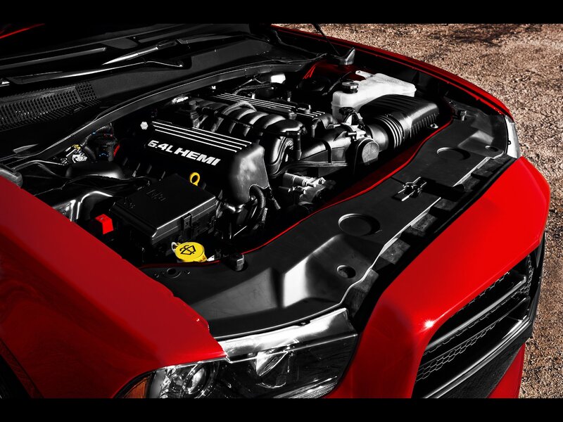 Red car engine bay