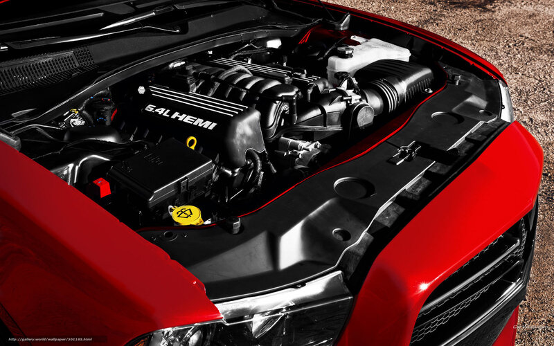 Red Car Engine Bay — Dramatic, Afternoon