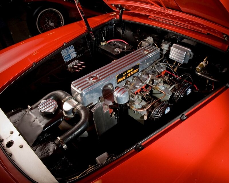 Red Car Engine Bay — Mechanical, Photograph, Battery