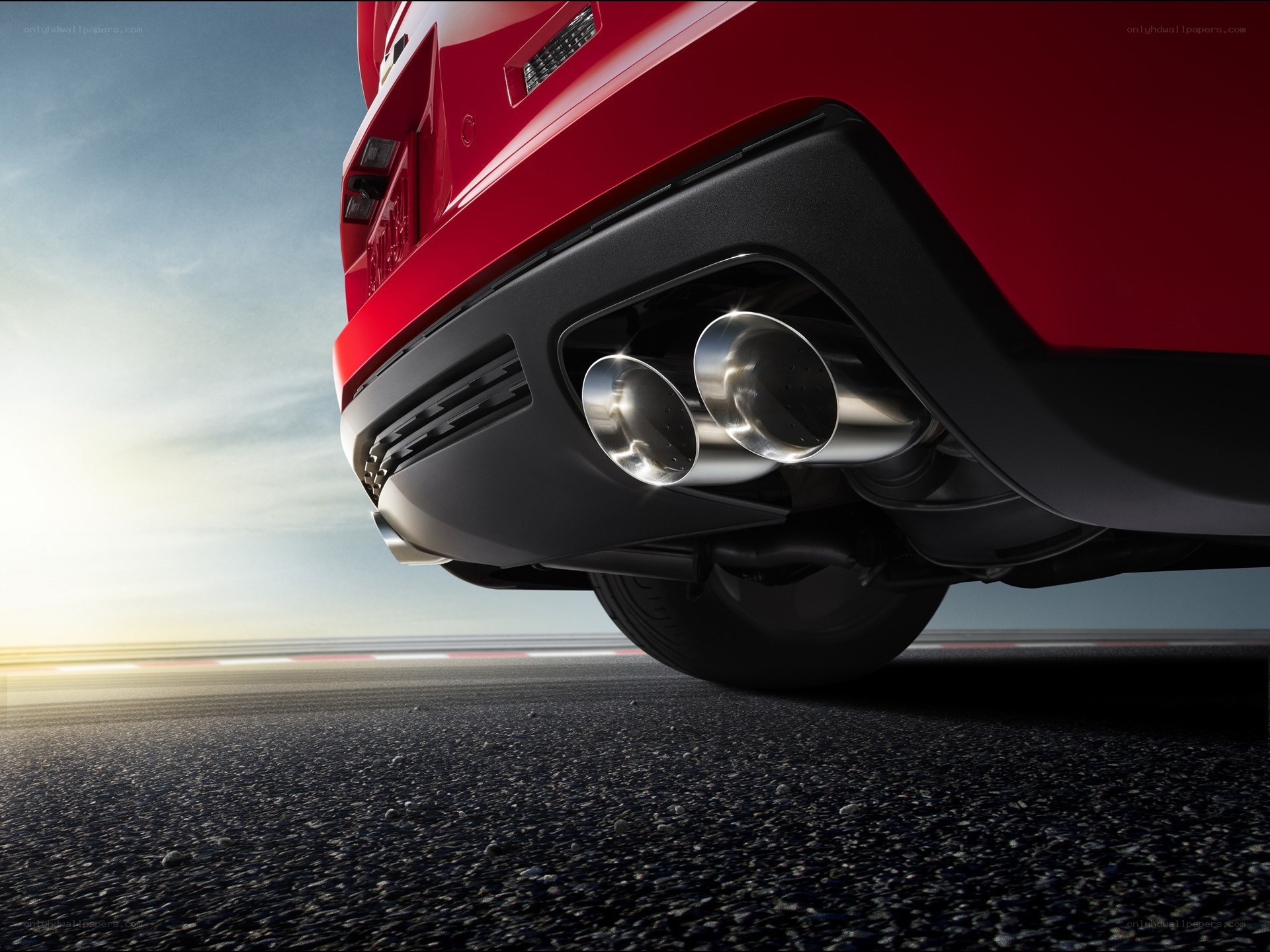 red car exhaust close-up