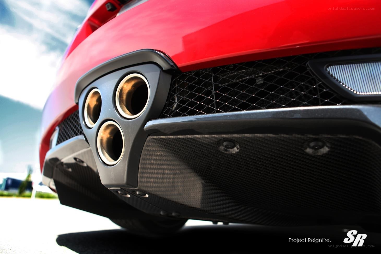 red car exhaust close-up