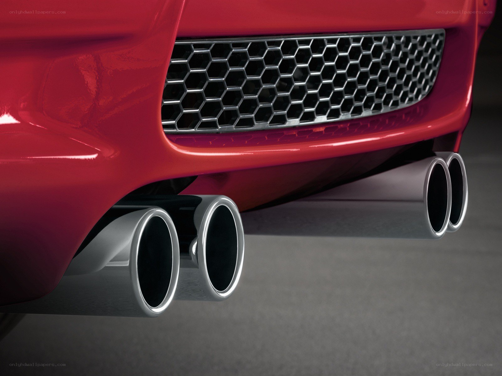 red car exhaust details