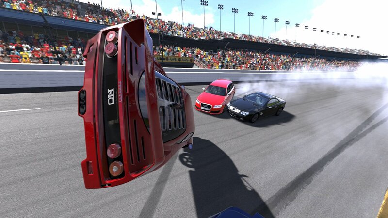 Red Car Flipping on Track