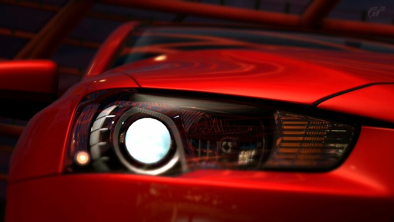 Red Car Headlight — Dramatic, Digital Art