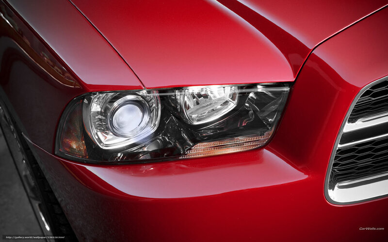 Red Car Headlight — Dramatic, Photograph