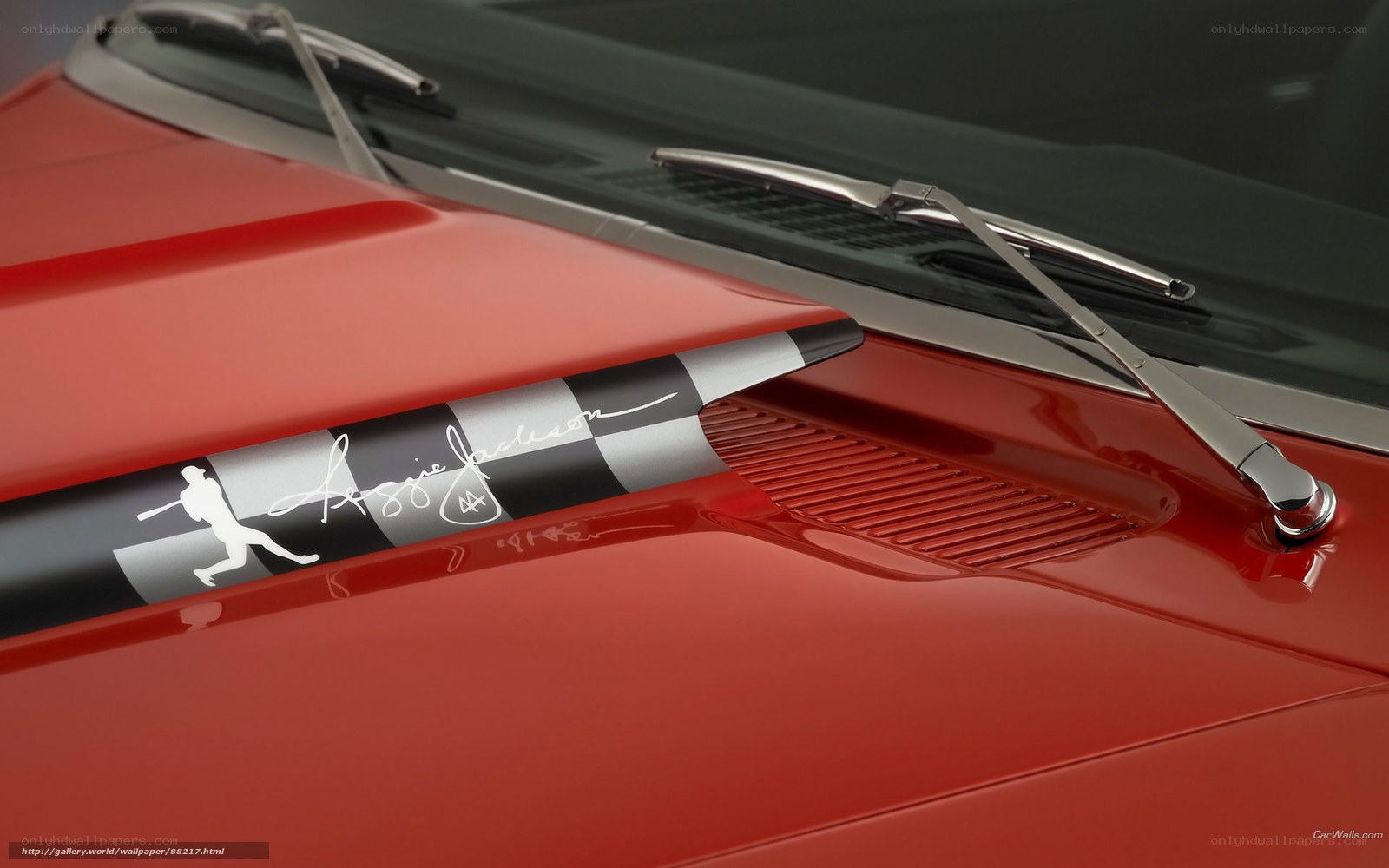 red car hood with signature