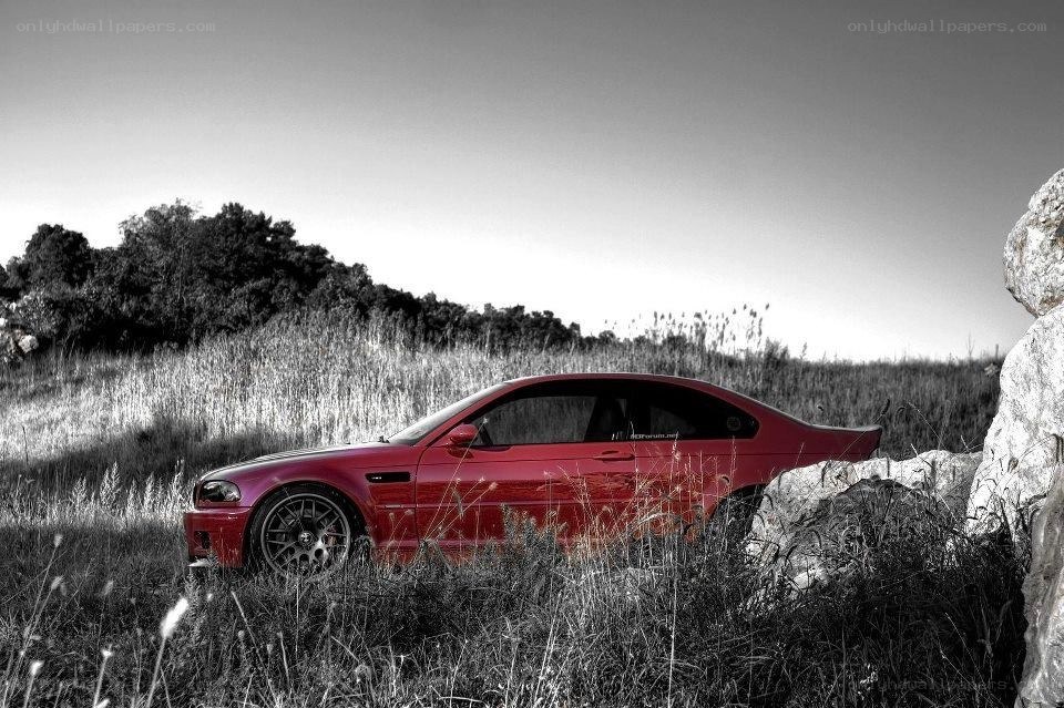 red car in a field