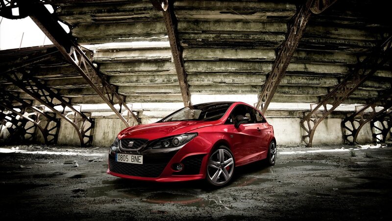 Red car in abandoned structure