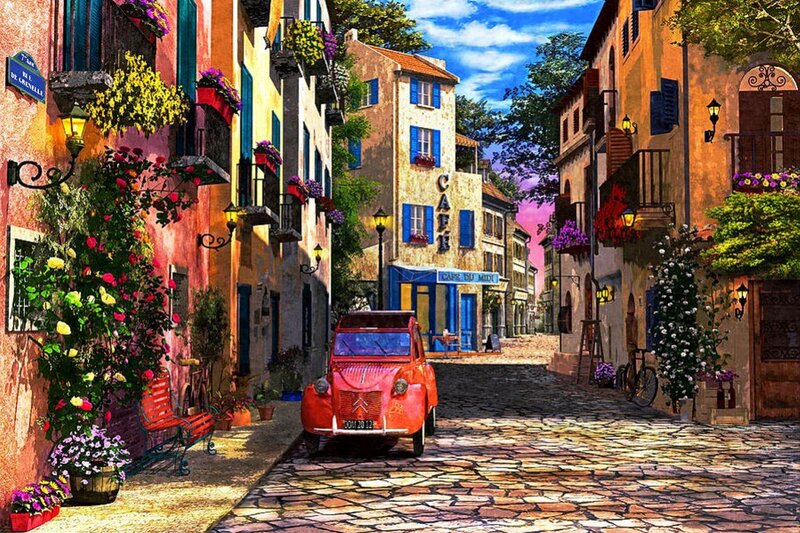 Red Car in Alley — Orange