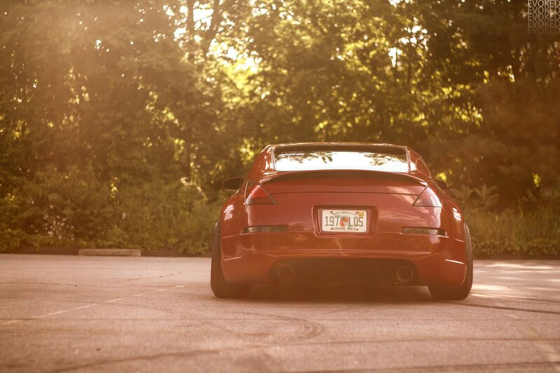 Red car in golden light