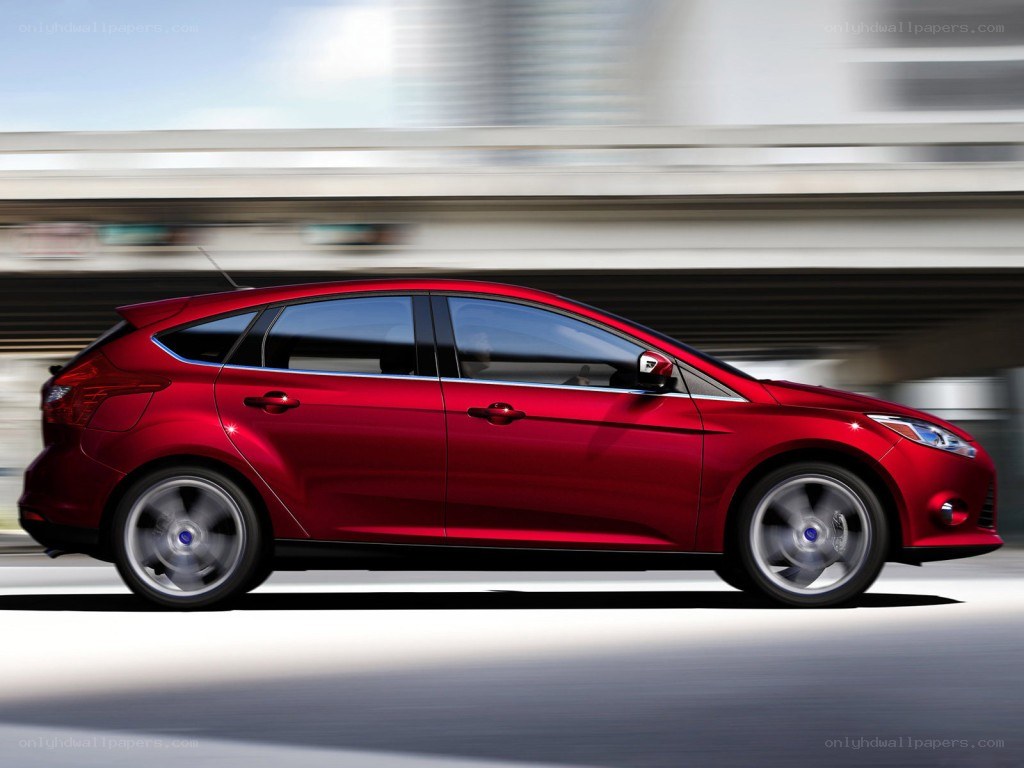 Red car in motion