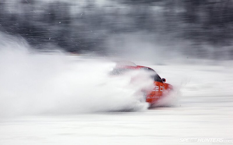 Red Car in Snow — Dynamic, Winter, Photograph