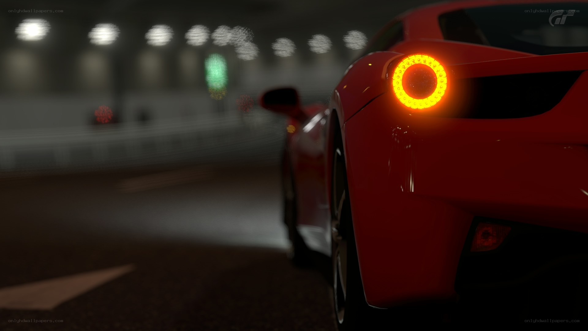 red car in tunnel