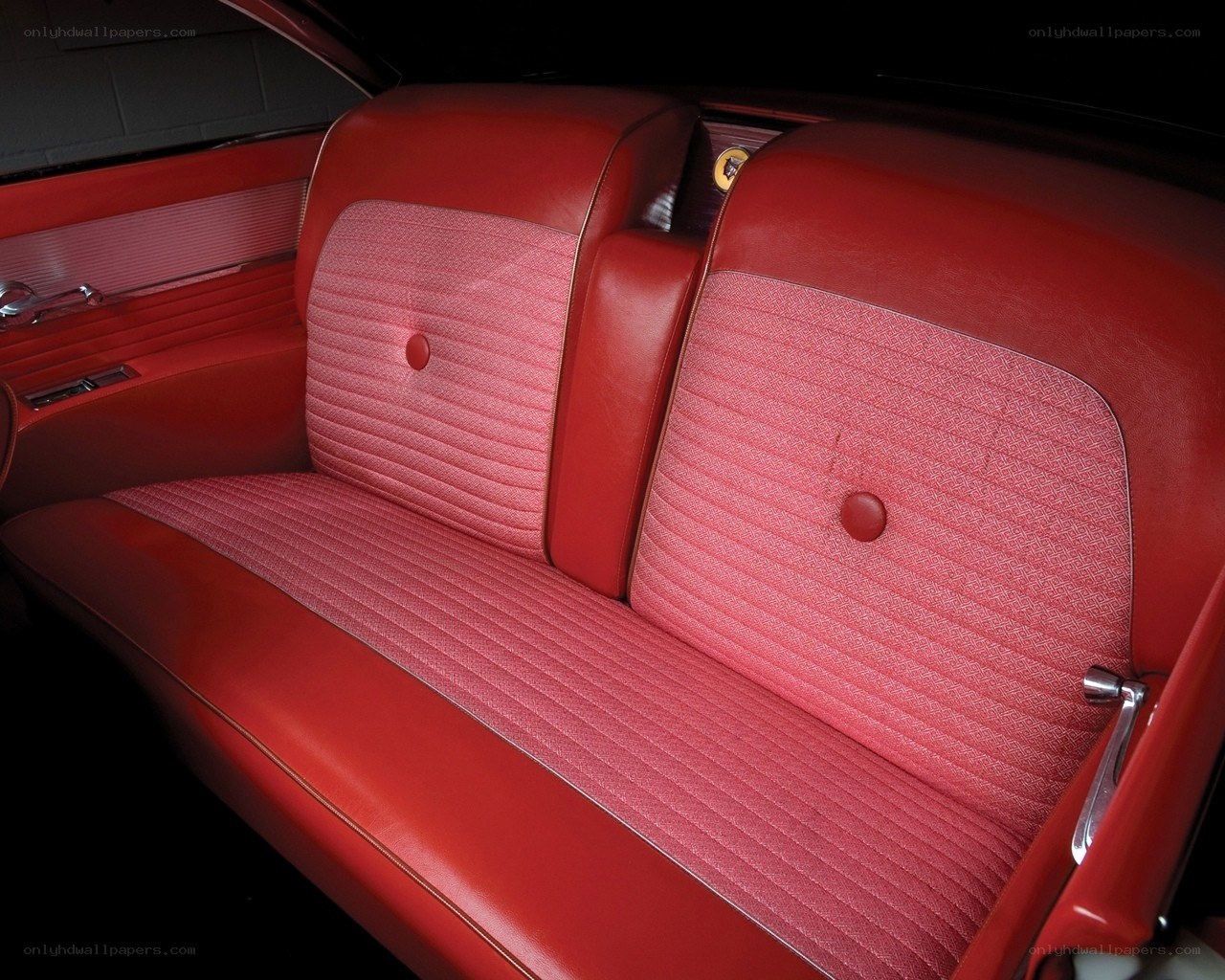 Red car interior bench seat