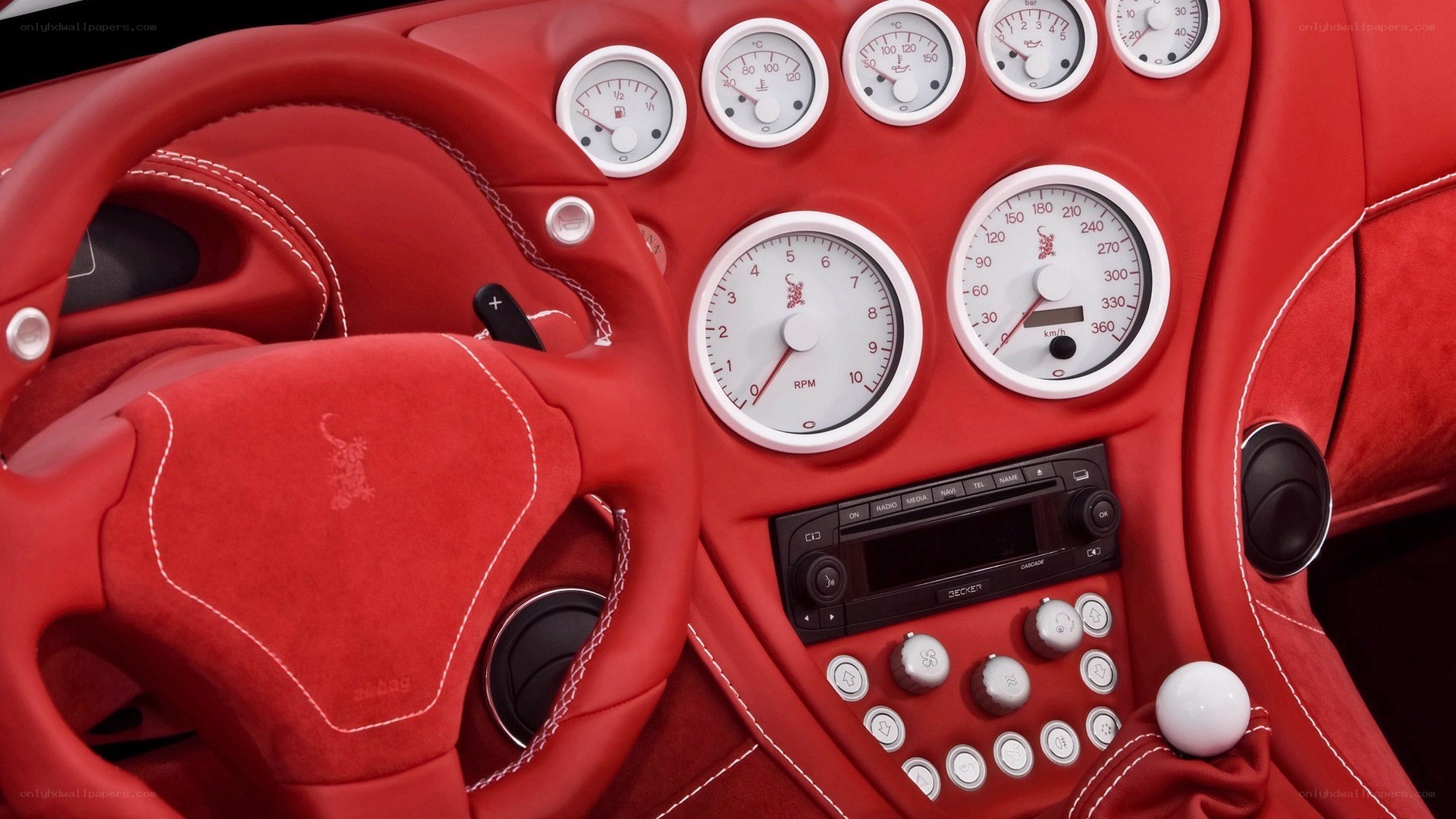 red car interior dashboard